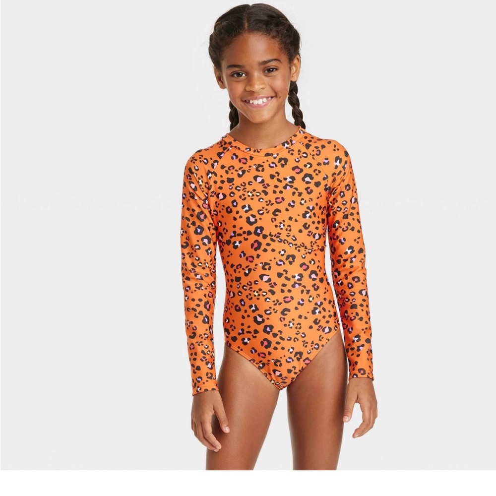 Cat and Jack Girls Long sleeve one piece- animal spots- large 10/12
